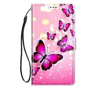 ChoosEU Cover per Samsung Galaxy A15 5G / 4G Custodia in Pelle Portafoglio Flip Case Elegante Disegni Antiurto Protettiva per Ragazze Donne Cover a Libro Stand Galaxy A15 - Papillon Rose