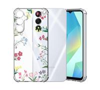 ChoosEU Transparent Hülle für Samsung Galaxy A16 5G / 4G Weich TPU Silikon Case mit Blume Muster Motiv für Mädchen Frauen Dünne Handyhülle Stoßfeste Airbag Schutzhülle Durchsichtig Cover - Rot Blau