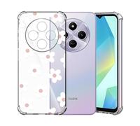 ChoosEU Transparent Hülle für Xiaomi Redmi 14C / Redmi 14 C Weich TPU Silikon Case mit Blume Muster Motiv für Mädchen Frauen Dünne Handyhülle Stoßfeste Schutzhülle Durchsichtig Cover - Weiß Rosa