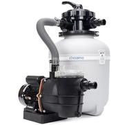 choosmo Sistema di pompa filtrante a sabbia da 35,5 cm per piscine fuori terra, pompa per piscina da 1/2 HP e combinazione di filtri a sabbia, portata massima fino a 3120 GPH, valvola multi-porta a 6