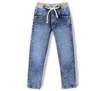 Chopper Club Pantaloni jeans da ragazzo in tessuto di cotone denim elasticizzato di alta qualità, vestibilità slim e cotone a coste in vita + cordoncini elastici, mezza costina, 11-12 Anni
