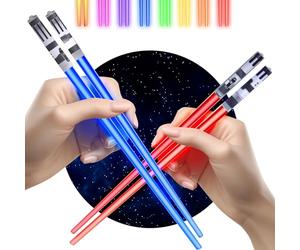 ChopSabers Le bacchette della spada laser si illuminano, le bacchette di Guerre stellari si illuminano, mini spada laser,Fun Chop, bacchette della spada laser, bacchette LED, 2 PAIA,blu rosso