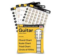 Chord Chart Cheat Sheets - Strumento di apprendimento musicale per il ritorno a scuola - Bilance per chitarra, triadi, chiavi, cerchio dei quinti! Teoria della chitarra resa facile. 20,3 x 20,3 cm