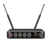 Chord XU-4BP - Sistema microfonico senza fili - 4 Bodypack con microfoni Lavalier e archetto da collo, ricevitore UHF a 4 canali - per conferenze, artisti e istruttori