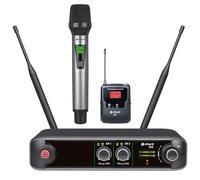 Chord | XU2 Dual UHF Wireless Microphone System - Handheld & Headset/Lapel Mic Combo, Sistema PA portatile per karaoke, lezioni di fitness, DJ, presentatore e amplificatore vocale UK