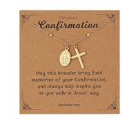 chorfla Collana con croce per battesimo, regalo per ragazze, vergine maria cattolica, collana con cuore croce per cresima, prima comunione, religiosa, cristiana, regalo per ragazze e donne, Placcato