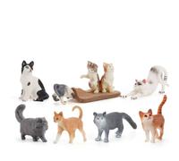 Chosertory 1 Pezzo Miniatura Gatto Set Scultura Statuetta Figurina con Coda Alzata E Forme Realistiche Finitura Dipinta a Mano in PVC Leggero Adatta per Gioco