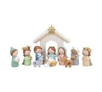 Chosertory 12 Pezzi Presepe Completo Dipinto a Mano | Natalizio, Capanna del Presepe con Statue, per Mensole, Multicolore