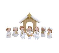 Chosertory 12 Pezzi Presepe Completo Dipinto a Mano | Natalizio, Capanna del Presepe con Statue, per Mensole, Bianco