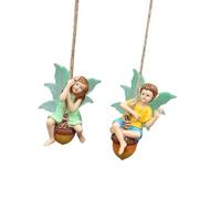 Chosertory 2 Pezzi Decorazione da Giardino per Bambino/a Fata da Appendere Collezione di Decorazioni da Giardino Ornamento Decorativo in Resina, Centrotavola per