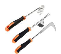 Chosertory 3 Pezzi Estirpatore Erbacce Set Attrezzi Giardinaggio Strappaerba Cuneo Radici in Acciaio Inox con Presa Adatto a Aiuole Bordure Fioriere Spazi, Set Di Attrezzi Da Giardinaggio Arancione