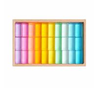 Chosertory 30 Pezzi Blocco da Costruzione con Vassoio in Legno Sensoriale Blocchi Trasdi con Vassoio Colorato Elementi Geometrici Trasparenti per Bambini, Stile A