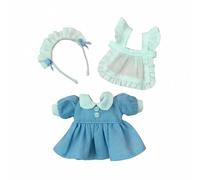 Chosertory Abito per Bambola Set Abito Grembiule Fascia Costume Vestito Outfit in Tessuto Stile Cameriera Dolce E con Balze Adatto a Collezionisti Fotografie Esposizione, Azzurro