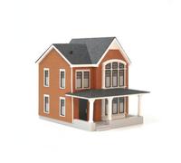 Chosertory Architectural Display Casa in Miniatura Edificio Modellino Diorama Scena Casa a Due Piani in Stile Europeo in Petg con Dettagli di Mattoni Tetto a, Rosso, Marrone