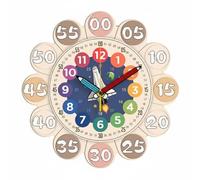 Chosertory Bambini Orologio Didattico da Parete per Apprendimento ’ Design Cartone Animato Numeri Grandi Movimento Silenzioso Adatto a Studio Aula Cameretta 30cm , Astronave