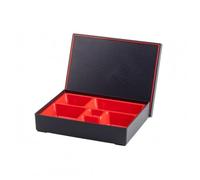 Chosertory Bento Giapponese Scatola Pranzo Contenitore Portavivande Lunch Box Multi Scomparto in Plastica Durevole con Vassoio Interno Rimovibile Coperchio, Nero, Nero, Rosso, Piccolo 27x21x6 CM