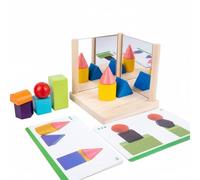 Chosertory Blocchi Costruzione Specchio Puzzle Logico Bambini Gioco Figure Carte Modelli Blocchi in Legno Trasformazioni allo Specchio E Abilità Grafiche Adatto per Aula Casa Regali