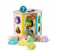 Chosertory Blocchi Didattici per Bambini Cubo Forme in Legno Gioco Apprendimento Numeri Incastro Puzzle con Elementi da Allacciare Stimola Logica Riconoscimento