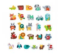 Chosertory Blocchi Educativi Bambini Puzzle Alfabeto Animali Numeri Legno Gioco Interattivo Abbinamento Pezzi Coordinazione Motoria Calcolo Base Materiale Legno, Animali Con Lettere