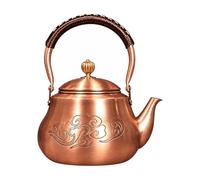 Chosertory Bollitore in Rame Puro con Coperchio E Beccuccio Curvo per Bollire E Preparare Tè Piano Cottura Elettrico Adatto per Rituali Del Tè a Casa E Incontri, Auspicious 1400ML, 1400ML