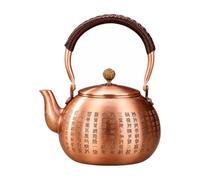 Chosertory Bollitore in Rame Puro con Coperchio E Beccuccio Curvo per Bollire E Preparare Tè Piano Cottura Elettrico Adatto per Rituali Del Tè a Casa E Incontri, Sutra Del Cuore 1500ML, 1500ML
