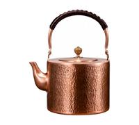 Chosertory Bollitore in Rame Puro con Coperchio E Beccuccio Curvo per Bollire E Preparare Tè Piano Cottura Elettrico Adatto per Rituali Del Tè a Casa E Incontri, 2L, 2L
