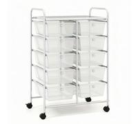 Chosertory Carrello Portaoggetti Multistrato Cassetti Cassettiera Scaffale Rotelle a Più Livelli con Ampio Vano Mobile per Spostare le Forniture Senza Sforzo, Bianco