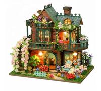 Chosertory Casa in Miniatura Fai da Te Villa Kit Modello Casetta Diorama con Elementi Realistici E Balcone Illuminazione Notturna a LED per Effetto Magico Adatta