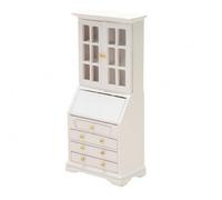 Chosertory con Scrivania E Libreria per La Casa Delle Bambole con Pannelli E Piedini Rialzati per Arredare Angoli di Lettura E Camere da Letto, Bianco