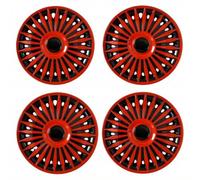 Chosertory Coprimozzo Auto con Motivo a Raggi con Coprimozzo Centrale in Plastica con Design Radiale con Motivo Interno Scuro con Anello Esterno a Adatto per, Rosso Nero
