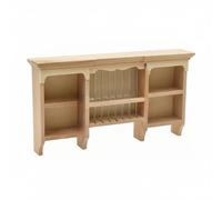 Chosertory Credenza per Casa Delle Bambole Armadietto Cucina Miniatura Pensile con Ripiani Portapiatti Struttura in Betulla Artigianale Realismo Decorativo 1 12, Legno