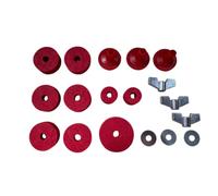 Chosertory Cymbal Protection Pad Set Feltrini per Piatti Rondelle Metallo Dadi a Farfalla Boccole Protezione Antigraffio Montaggio Stabile Materiali Resistenti, 18 Pezzi Feltro Rosso + Supporti Rossi