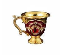Chosertory Europeo Bicchiere Coppa Tazza Barware in Lega di Zinco con Incisioni Decorative E Luce Brillante Estetica d'Altri Manico Ornato Adatto per Brindisi, Oro E Rosso