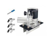 Chosertory Fresatrice per Scanalature con Base Trasparente E Piastra Scura Guida per Router con Raccordo Aspirazione da 32 Mm, Modello Per Scanalatura Con Aspirazione + 1 Fresa In Lega