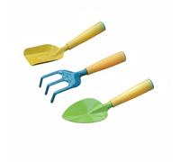Chosertory Giardinaggio per Bambini Attrezzi Giardinaggio Paletta Rastrello Cazzuola Testa in Metallo Manico in Legno Leggera Alla Scienze Adatta a Gioco, Prince 3PCS