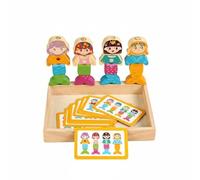 Chosertory Giocattolo in Legno Educativo Puzzle di Abbinamento Gioco di Stacking di Smistamento Carte attività Riconoscimento Mermaid con Abiti Materiale Legno, Scatola Sirena