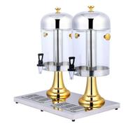 Chosertory Juice Dispenser Distributore Bevande a Due Scomparti Contenitore Succhi Erogatore con Coperchi Cupola Piedistallo Rubinetti con Manico Nero Struttura, Gold, Double 16L
