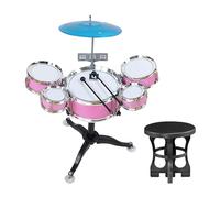 Chosertory Kids Drum Set Batteria Giocattolo per Bambini Strumento Musicale Percussioni Educativo con Sgabello Materiale Durevole Adatto a Regalo Didattica Casa, Rosa