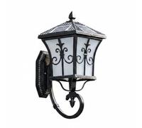 Chosertory Lampada da Parete Solare per Esterni Applique Lanterna Lampione Illuminazione Solare Senza Fili Sensore Crepuscolare Alluminio Pressofuso IP55 Adatta, Nero, Spada Fiore