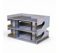 Chosertory Mini Parcheggio Espositivo Modello Garage Diorama Edificio Scena Urbanistica Struttura in PVC Acrilico con Rampe E Dettagli Segnaletici Realistici, Style to 3