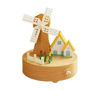 Chosertory Mini Scatola Musicale Decorazione Ornamento Tavolo Inciso in Legno con Melodia Adatta per Regalo Casa Dono Festa Natale Compleanno Famiglia, Marrone Chiaro