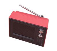 Chosertory Mini TV Casa delle Bambole Televisore Modello Miniatura Oggetto di Scena Mobili Giocabile Display LED Ricaricabile USB Memoria 8GB Adatto per Micro Sc, Rosso