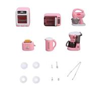 Chosertory Miniatura Set Mini Macchina da caffè Frullatore Forno Tostapane Microonde Decorazione Modello in Pp Adatta a Bambini Bambine Ragazzi per Cucina Casa R, Rosa