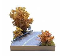 Chosertory Modello Diorama Autunno Strada Miniatura Scena Paesaggio Veicoli Collezione Legno Plastica Resina Realismo Artigianale per Modelli Auto E Setup da, 20x20cm, Autumn C