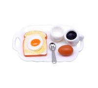 Chosertory Set Colazione Giocattolo con Miniature Cibo E Stoviglie per Casa Delle Bambole in Plastica Bianca con Manici Incorporati per Decorazione Sala da Pranzo E Progetto Hobby, Stile C
