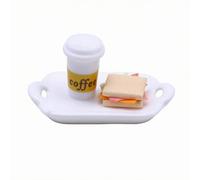 Chosertory Set Colazione Giocattolo con Miniature Cibo E Stoviglie per Casa Delle Bambole in Plastica Bianca con Manici Incorporati per Decorazione Sala da Pranzo E Progetto Hobby, Stile A