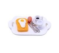 Chosertory Set Colazione Giocattolo con Miniature Cibo E Stoviglie per Casa Delle Bambole in Plastica Bianca con Manici Incorporati per Decorazione Sala da Pranzo E Progetto Hobby, Stile B