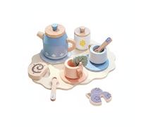 Chosertory Set da Tè per Bambini Giocattolo Cucina Finta Servizio Tazzine Accessori Rimovibili in Legno Educativo per Gioco di Ruolo Festa Del Tè Gioco in Casa Asilo Regalo , Blu