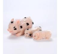 Chosertory Set Giocattolo Maialini per Bambini Maiale Animali Mini Accessori Alimentazione Scenario Rurale Silicone Morbido per Gioco di Ruolo Racconti, Set Famiglia Di 3 Maialini