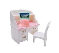 Chosertory Set Scrivania E Sedia per Casa delle Bambole in 1/6, Accessori Decorativi in Miniatura per Casa delle Bambole, Quaderno di Simulazione, Giocat, con Il Computer Portatile Verde